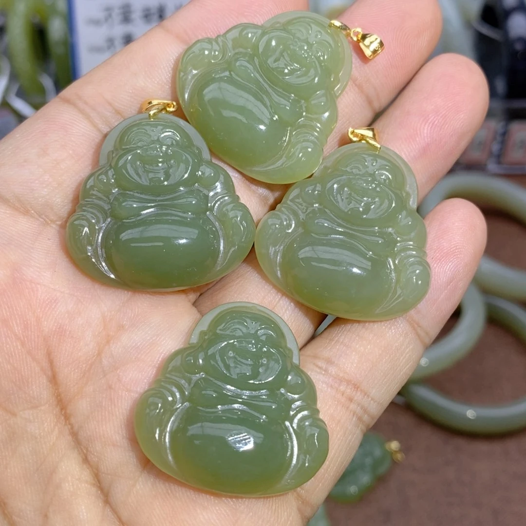 和田玉银S925镶嵌吊坠(不含链)