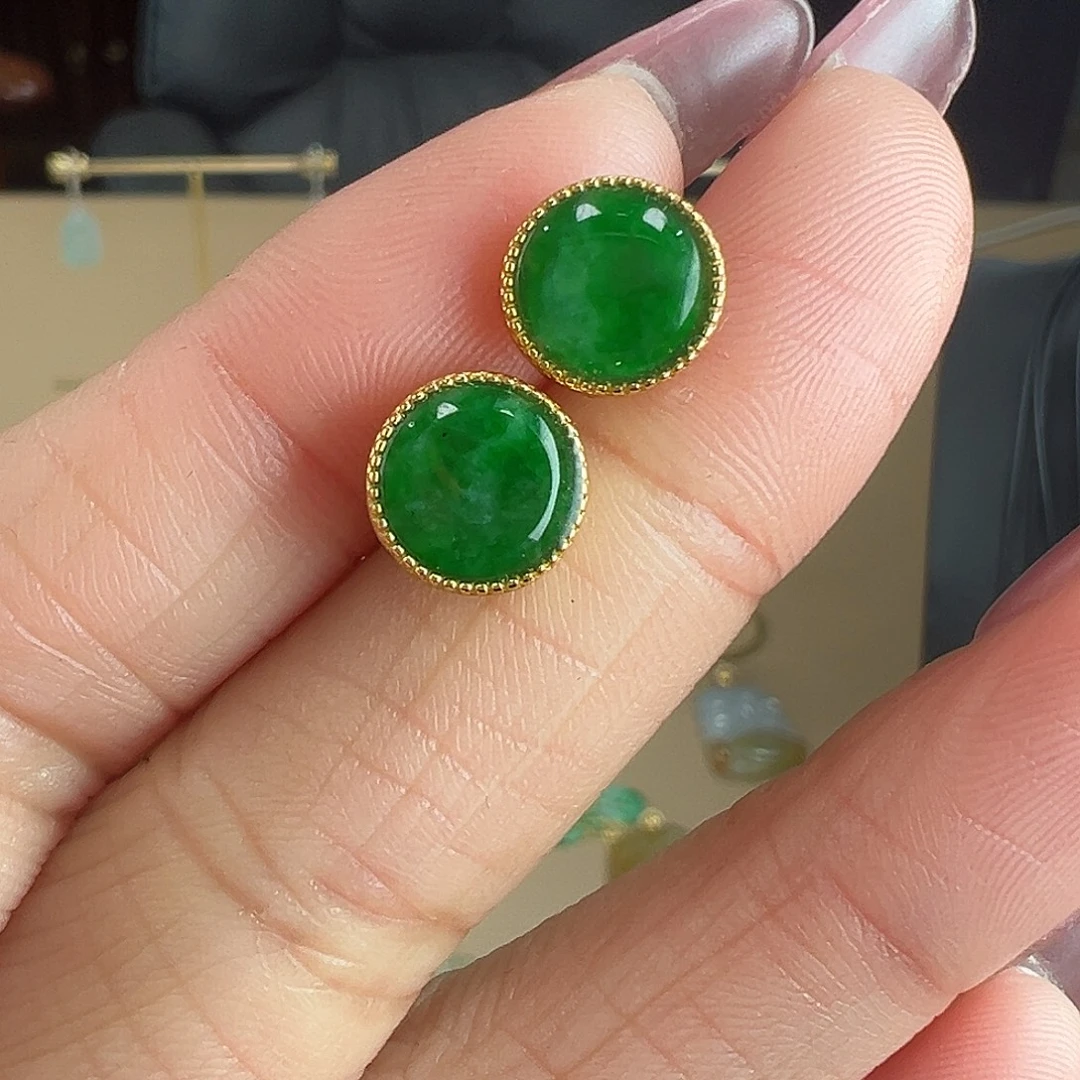 翡翠银S925镶嵌耳饰耳饰