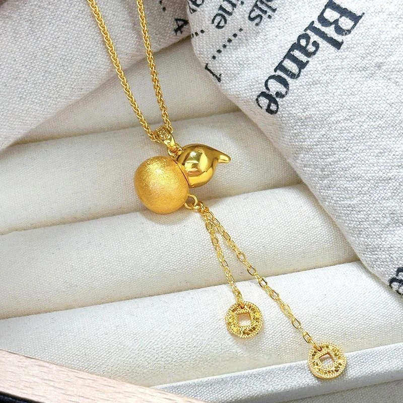 铜合金吊坠 流苏葫芦时来运转显白时尚吊坠项链百搭轻奢