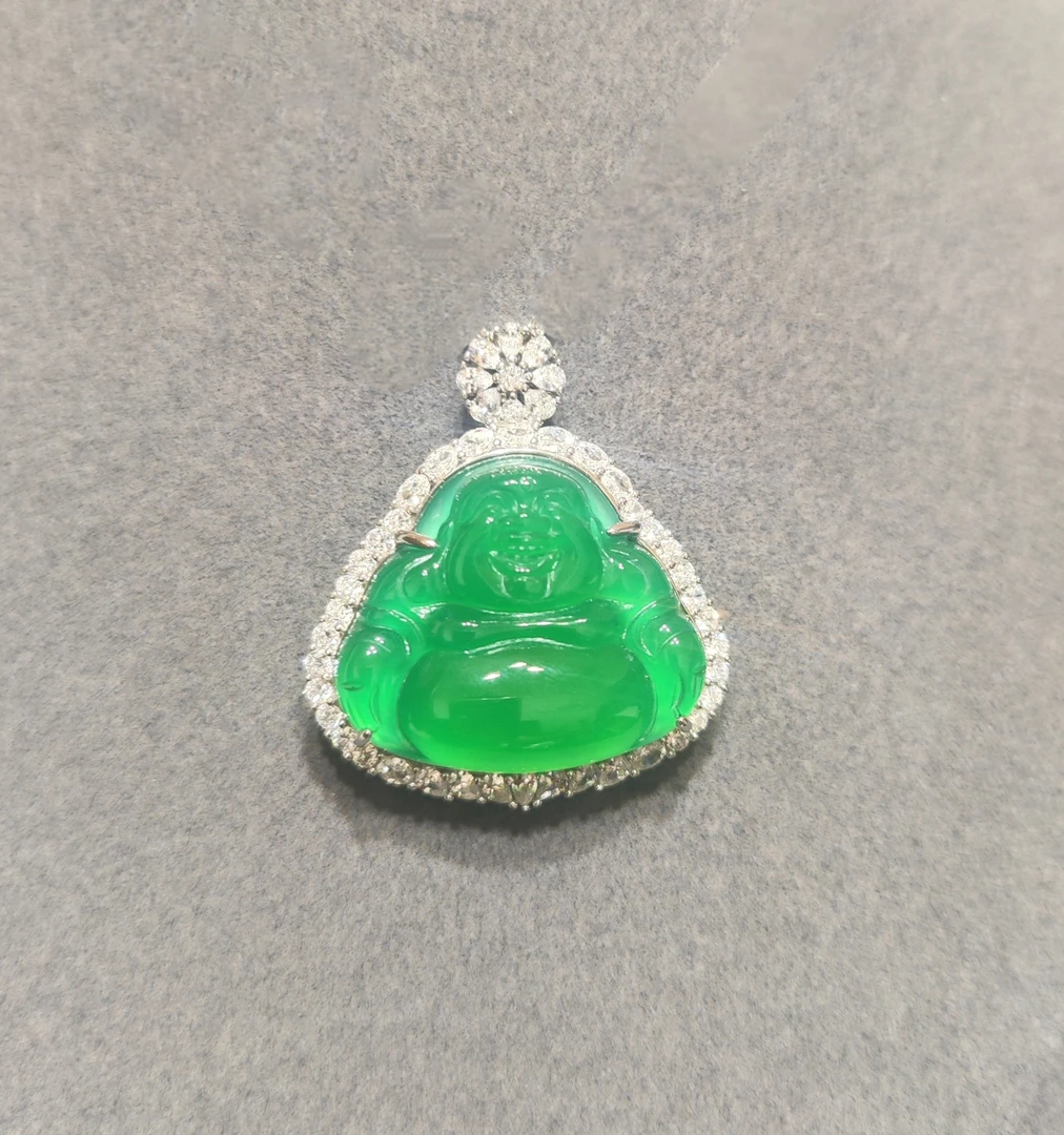 161天然玛瑙满绿豪华镶嵌大佛公