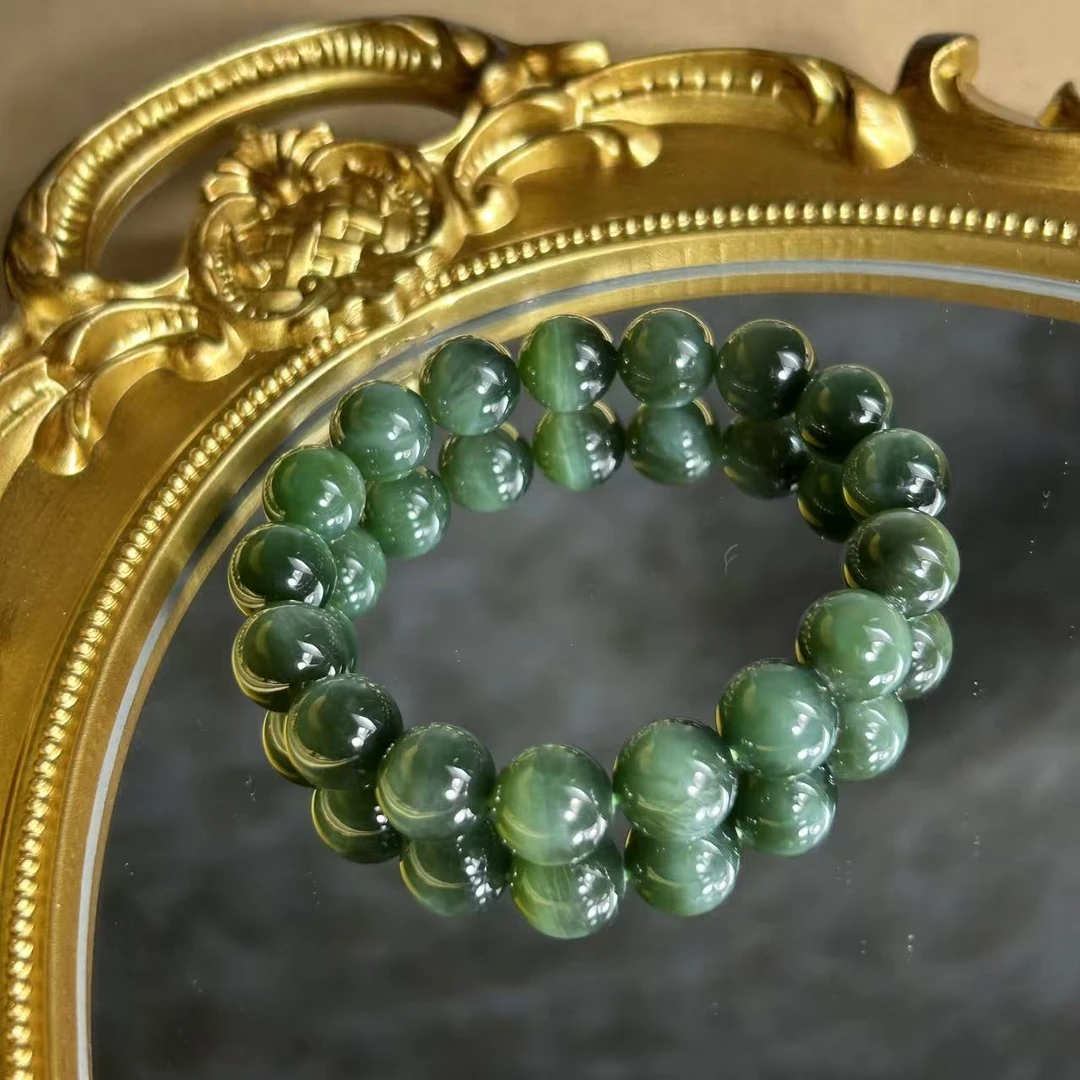 天然和田玉(碧玉)手链-珠径11.5-12mm-HTY873