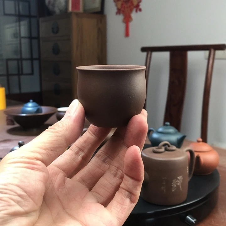 紫砂茶杯原矿紫泥主人杯