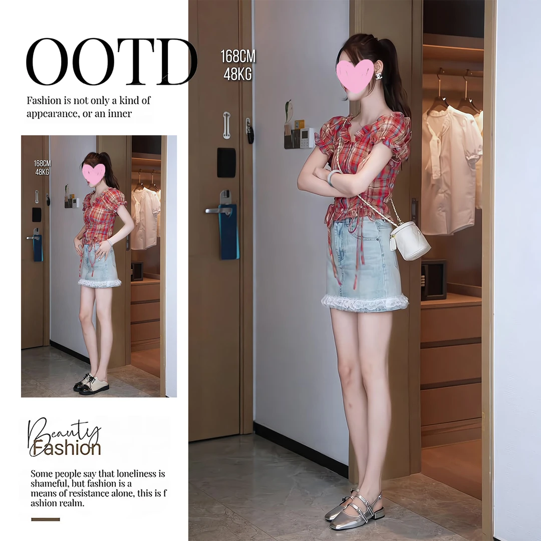 夏季一整套女装2025新款韩版休闲减龄时尚短袖上衣牛仔短裙两件套