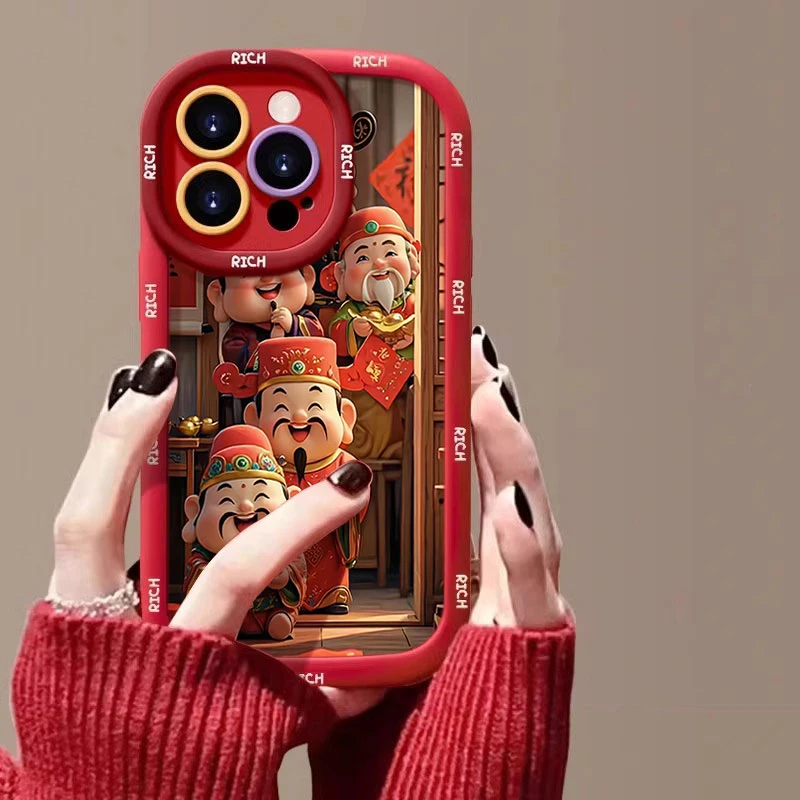 新年财神适用苹果16promax手机壳iphone15/14硅胶13泡芙壳12/11