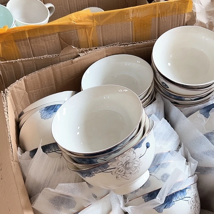 正品 荷花6英寸面碗4支