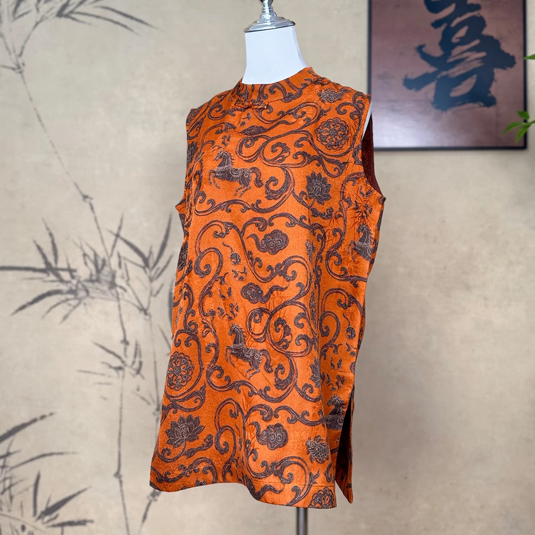 【卷卷新中式】高配奥黛 75长 老钱风香云纱短款旗袍