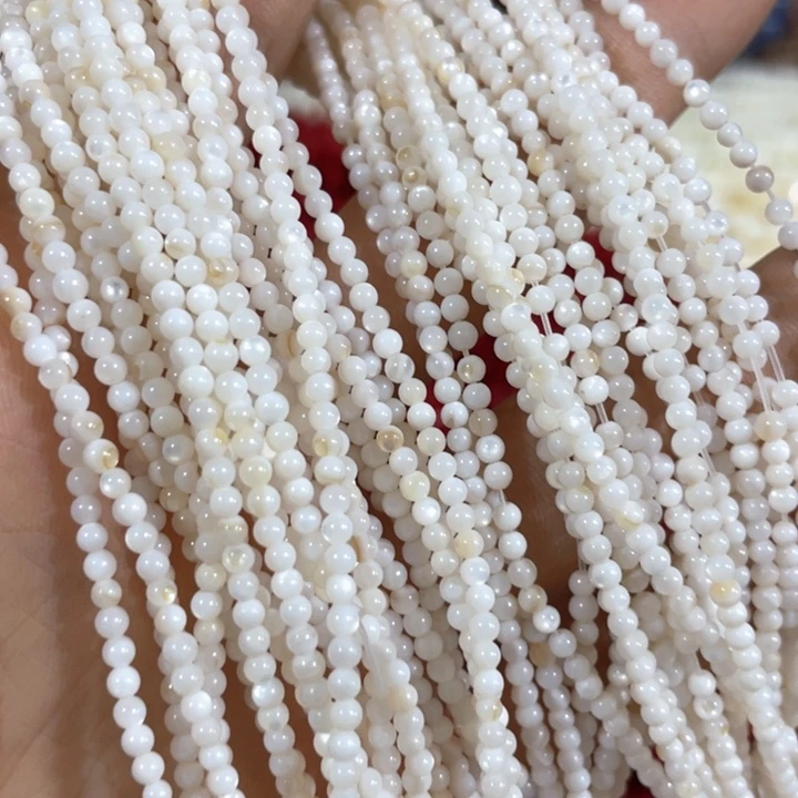 大理石磁石3条3mm天然贝壳圆珠