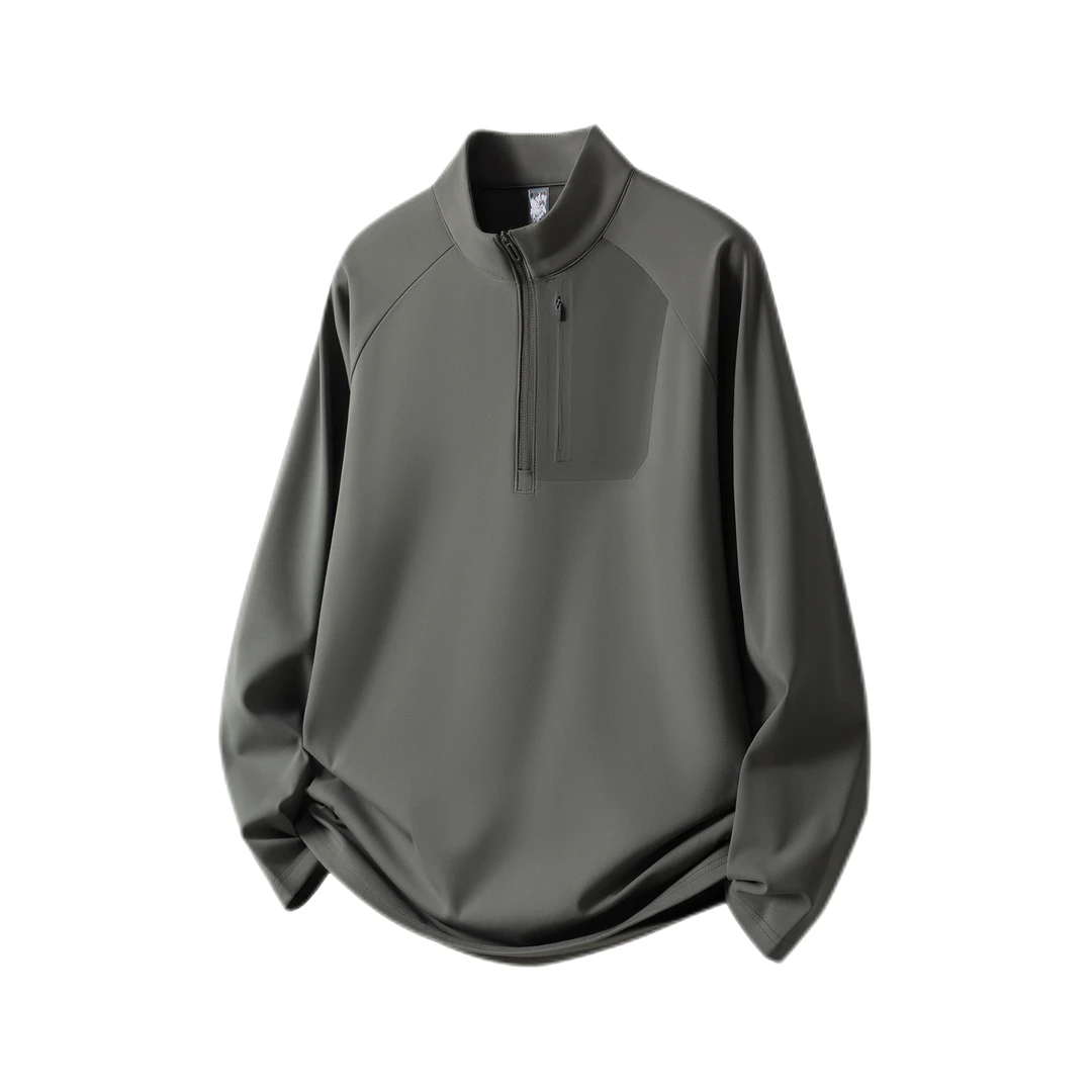 【58号链接-化石长袖】秋奢品仓吸湿拉链训练休闲打底设计商用T恤