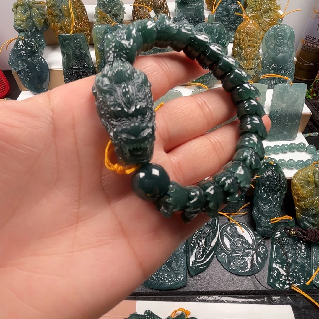 翡翠未镶嵌套链纯天然A货翡翠手串666