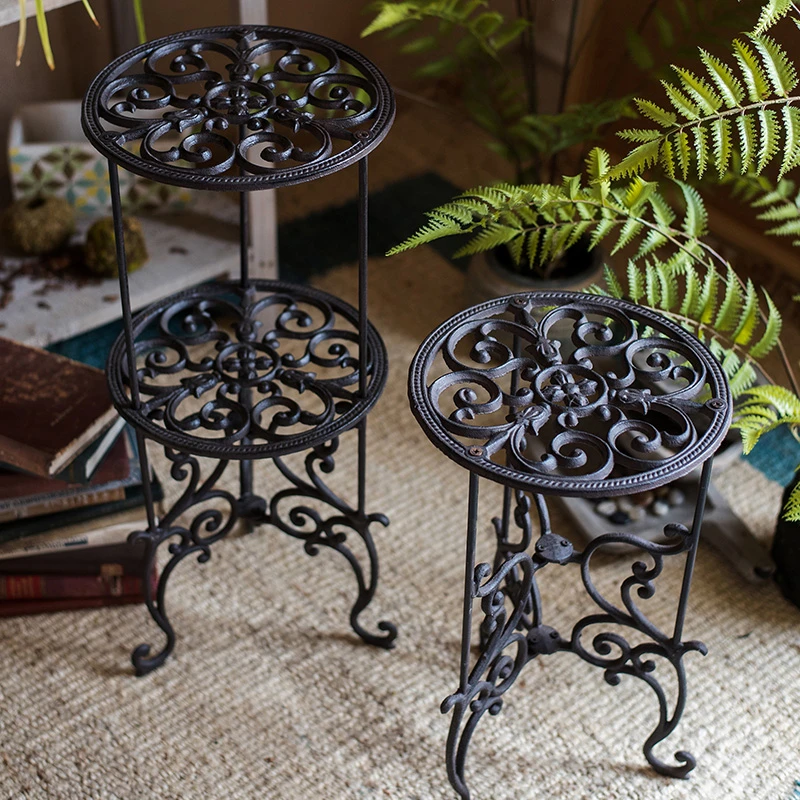 铸铁花架花盆架置物架古典花纹装饰摆件杂货花园户外庭院北欧