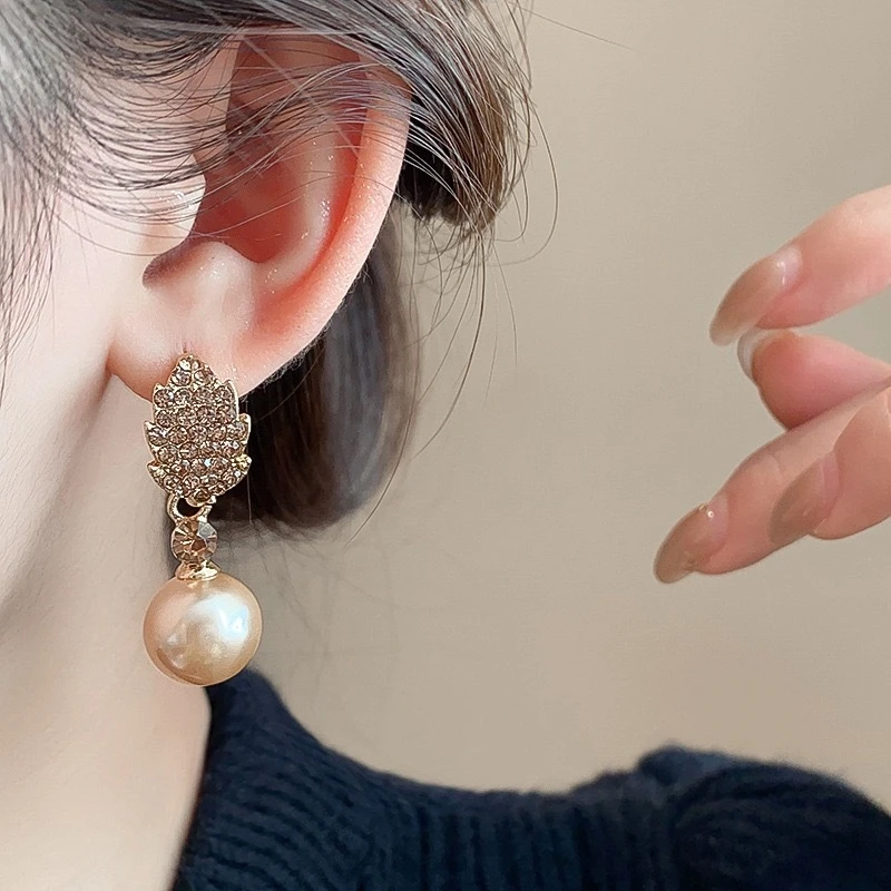 铜合金新款树叶圆球耳饰F005