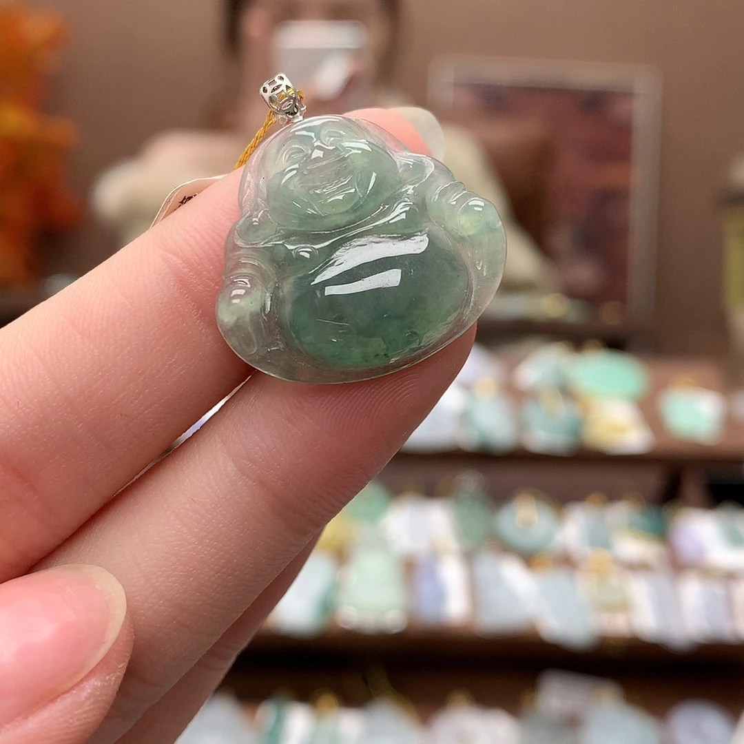 翡翠吊坠(不含链)18K金镶嵌