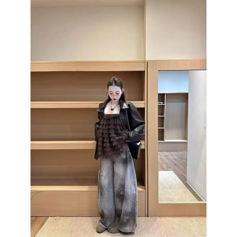 韩系氛围感一字肩抹胸显瘦超好看绝美气质上衣配高腰休闲裤子套装