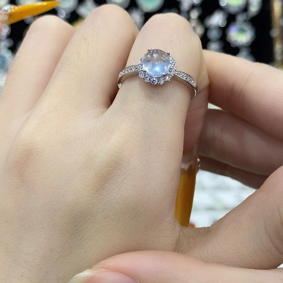 戒指海蓝宝石银S925镶嵌