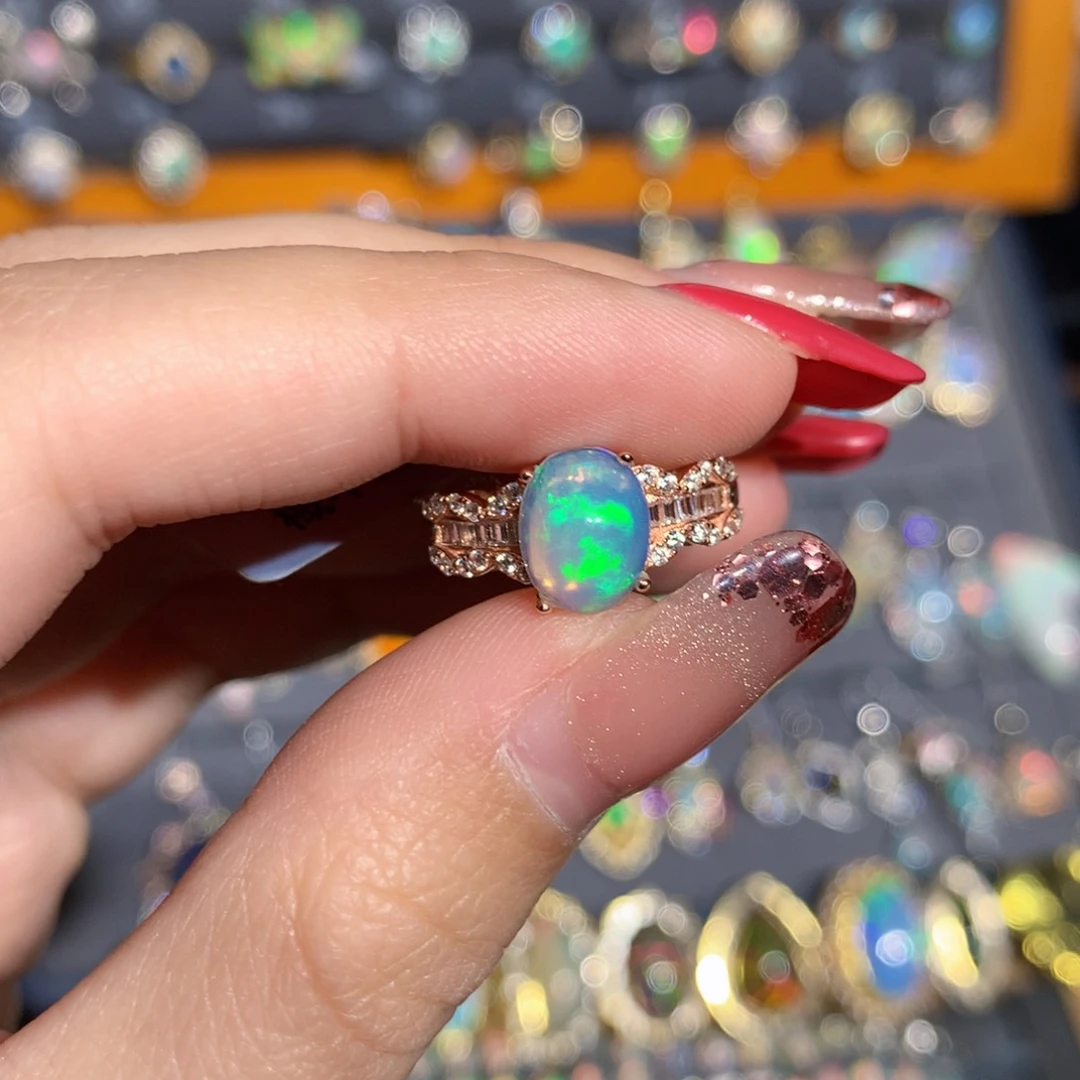 银S925镶嵌欧泊欧泊戒指y