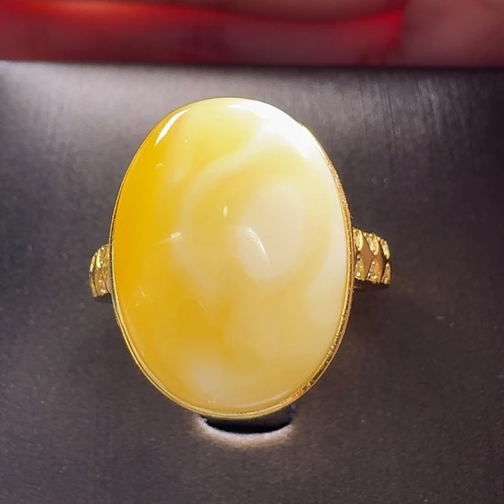 蜜蜡银S925镶嵌戒指戒指