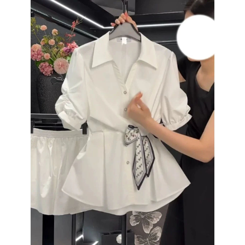 【9686人收藏】高级感白色女士雪纺衬衫女装夏季2025年新款短袖上