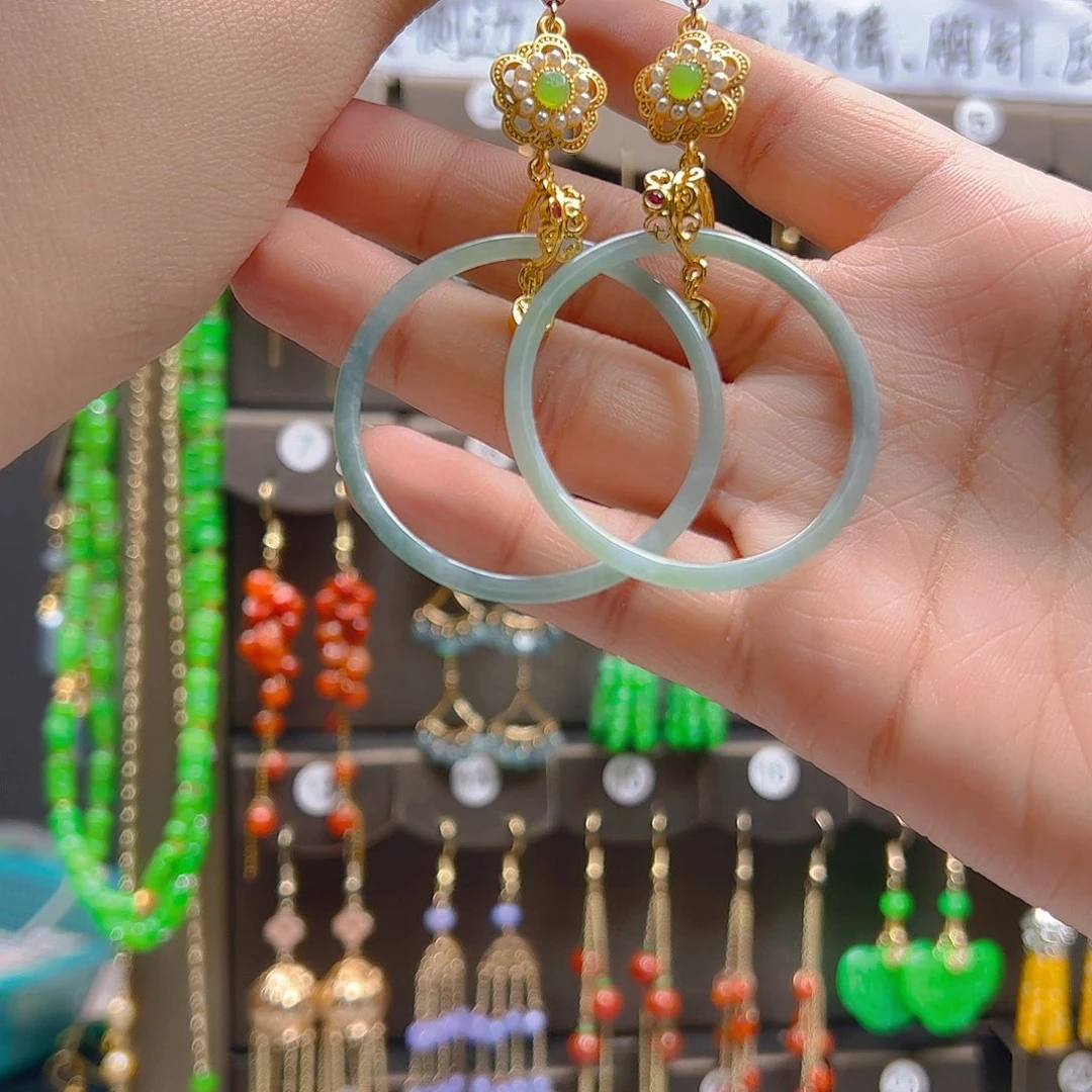 合金翡翠耳坠翡翠