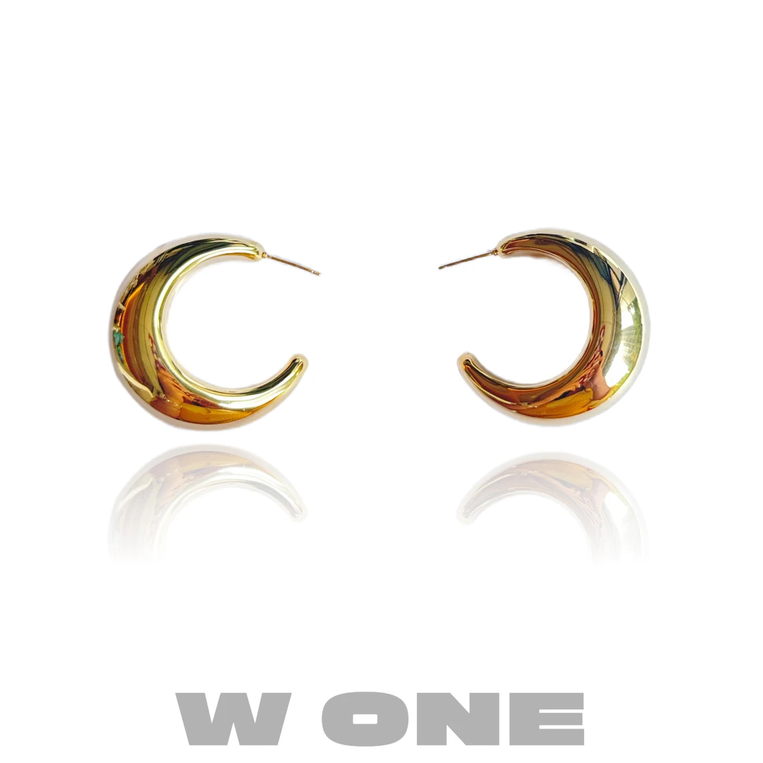 铜合金耳饰 【W ONE】小众设计感冷淡风C形金属感光泽百搭耳环