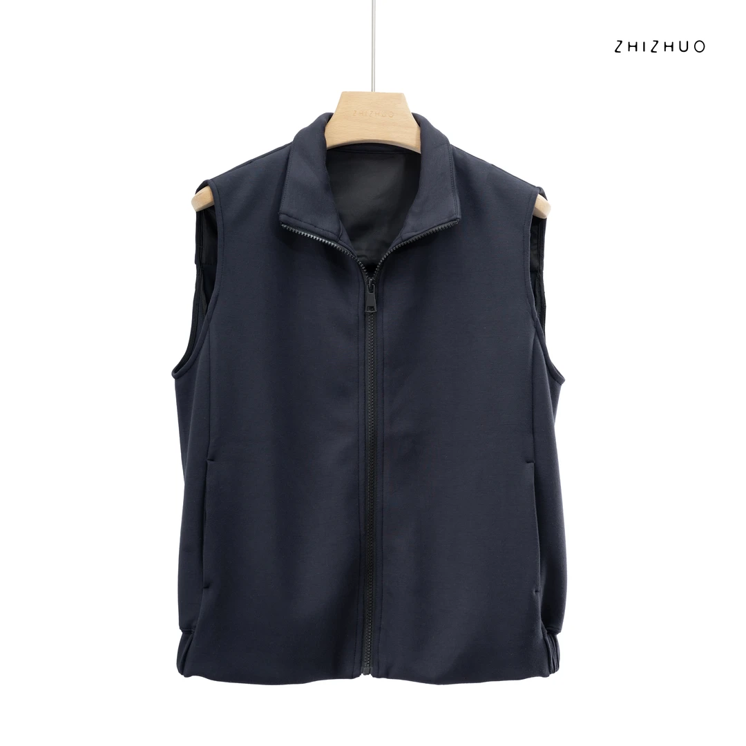 ZHIZHUO/创意回想 日常简约立领叠穿背心无袖开衫马夹