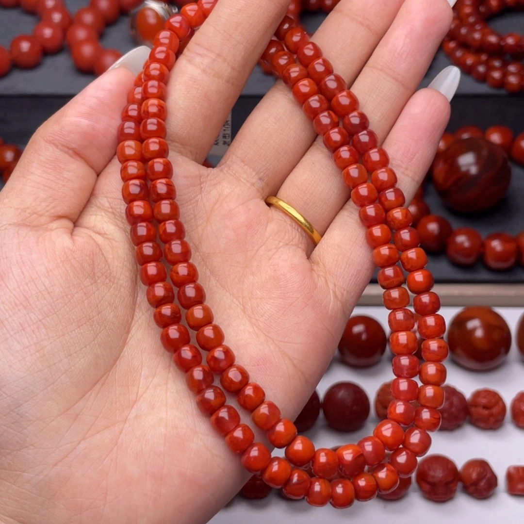 南红玛瑙未镶嵌手串Y6mm收藏满肉妖孽牛血火焰老型108