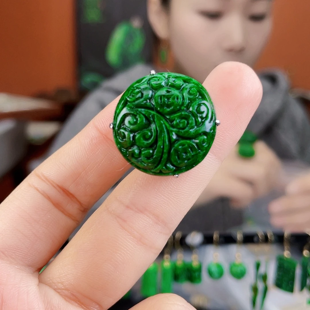 翡翠银S925镶嵌耳饰