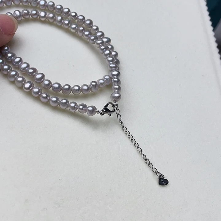 淡水珍珠未镶嵌颈饰卡6➕极光高级灰炫蓝光➕金属光