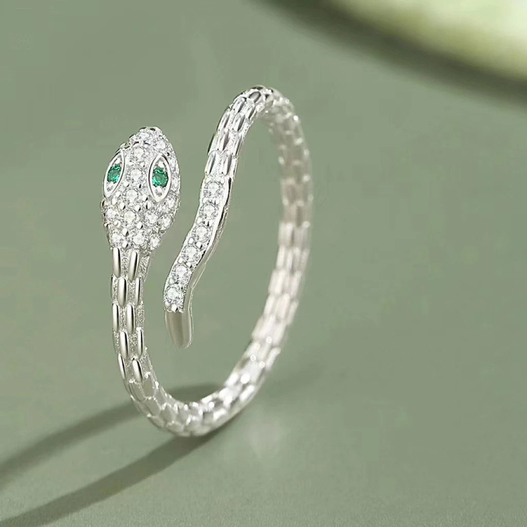 925银合成锆石戒指 灵蛇系列蛇年本命年小众纯银戒指礼物首选