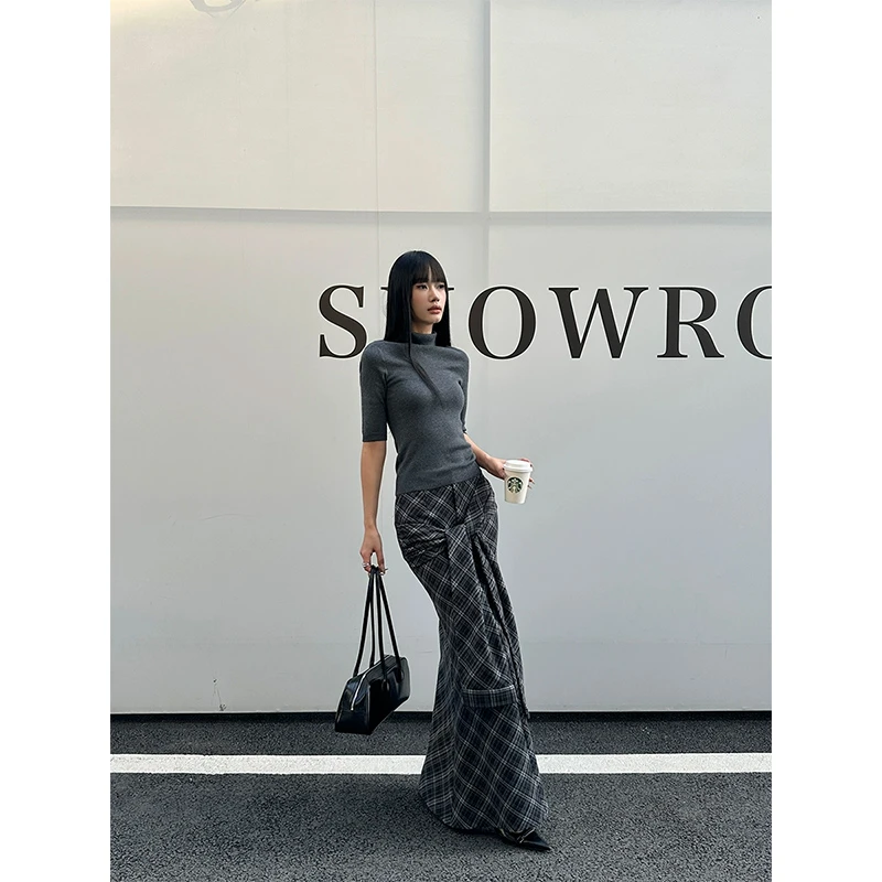 VENUIE【别具一格2.0】设计感法式复古包臀裙绑带鱼尾半身裙01150