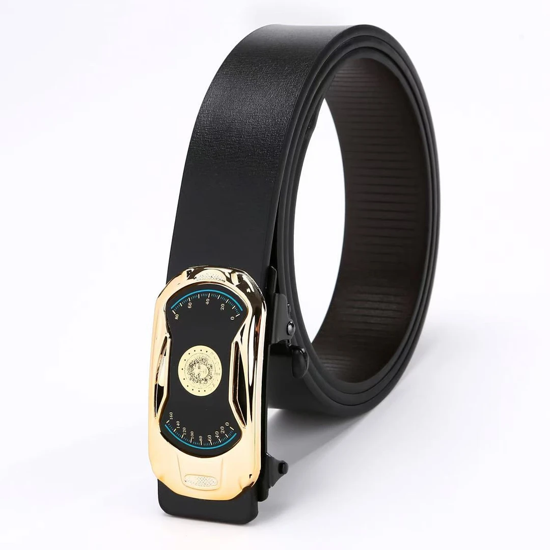 男款自动扣跑车款金男士腰带年轻人无牙金内穿皮带潮流