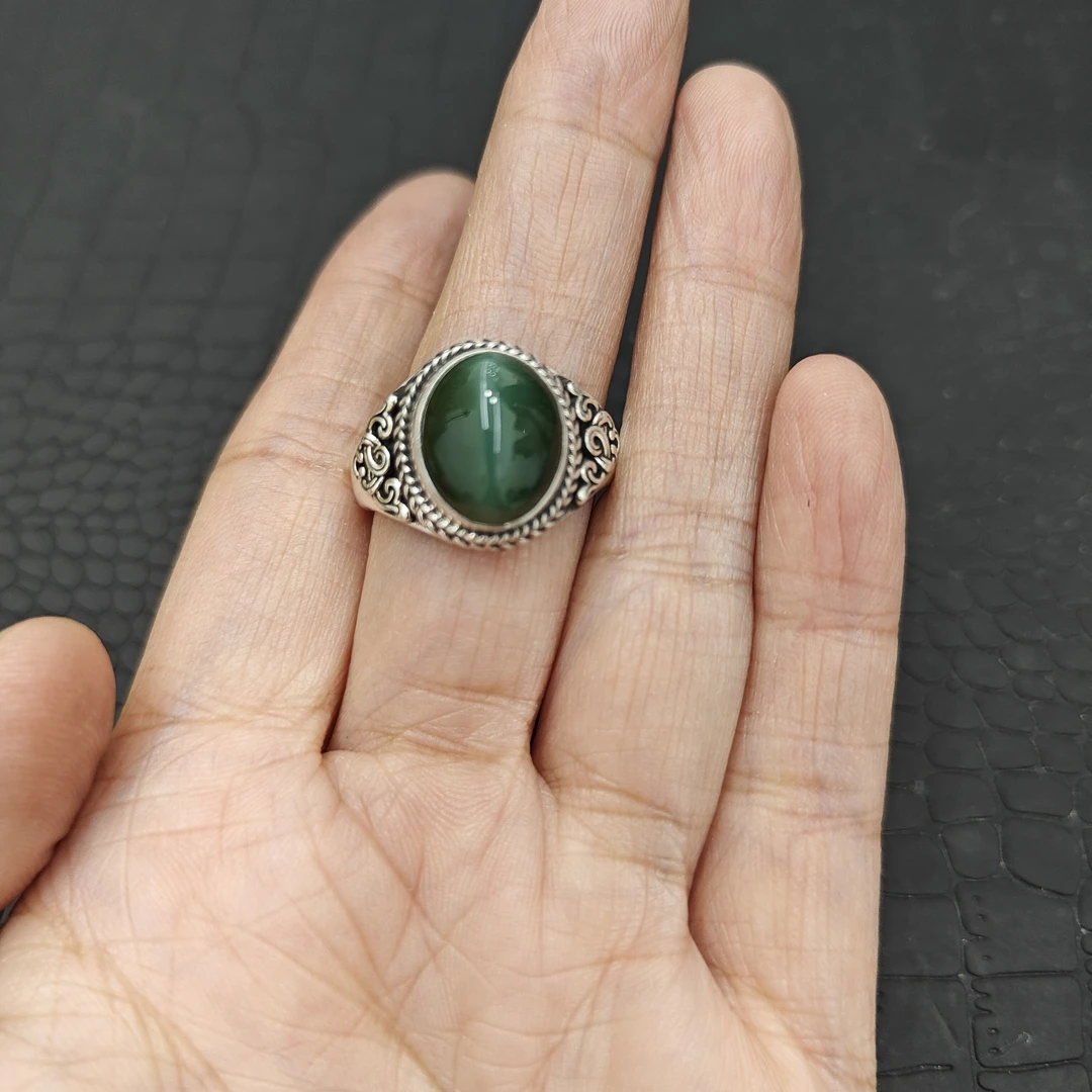 足银戒指 足银戒指  镶嵌碧碧戒指