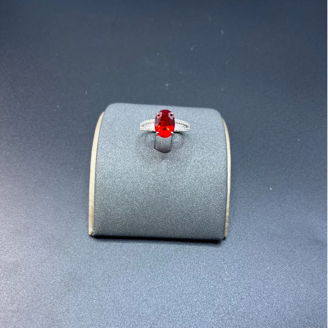 （红陨纪）天然红色冲击陨石戒指S925镶嵌一证一物