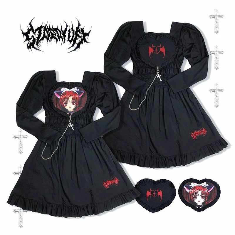 哥特可拆爱心连衣裙