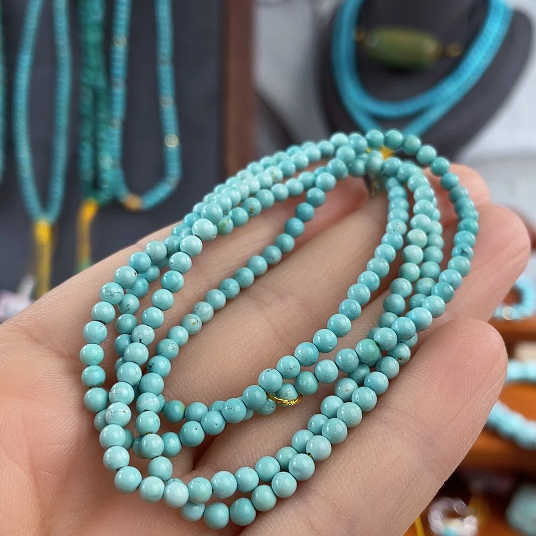 绿松石未镶嵌珠串高瓷原矿小米猪串