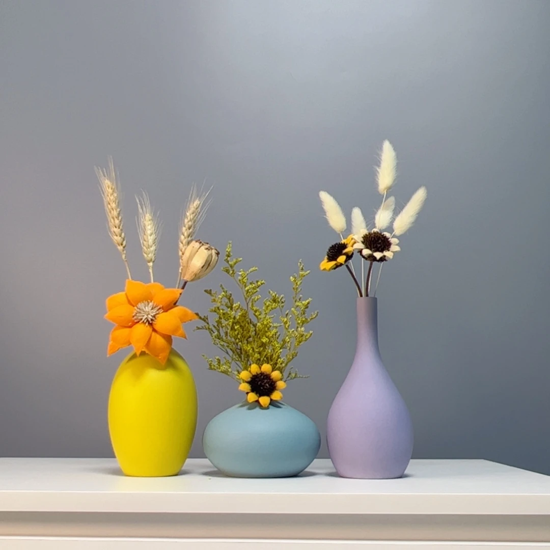 陶瓷花瓶景德镇手作陶瓷花平摆件无孔