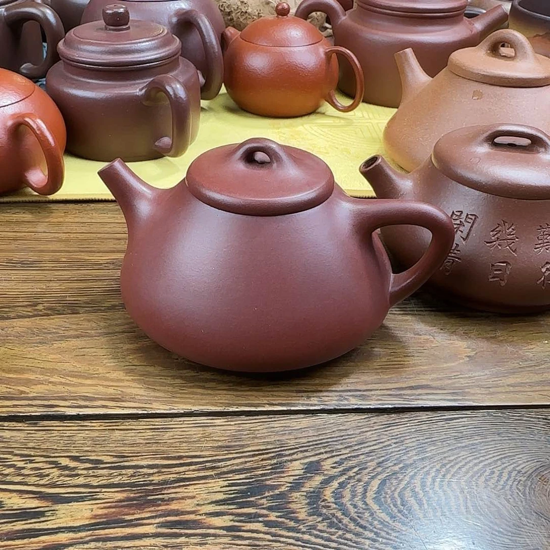 紫砂茶壶石瓢紫泥150