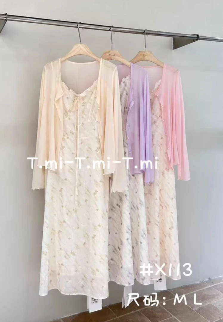 格姐家~【大码专属】清新洋气碎花两件套长裙113