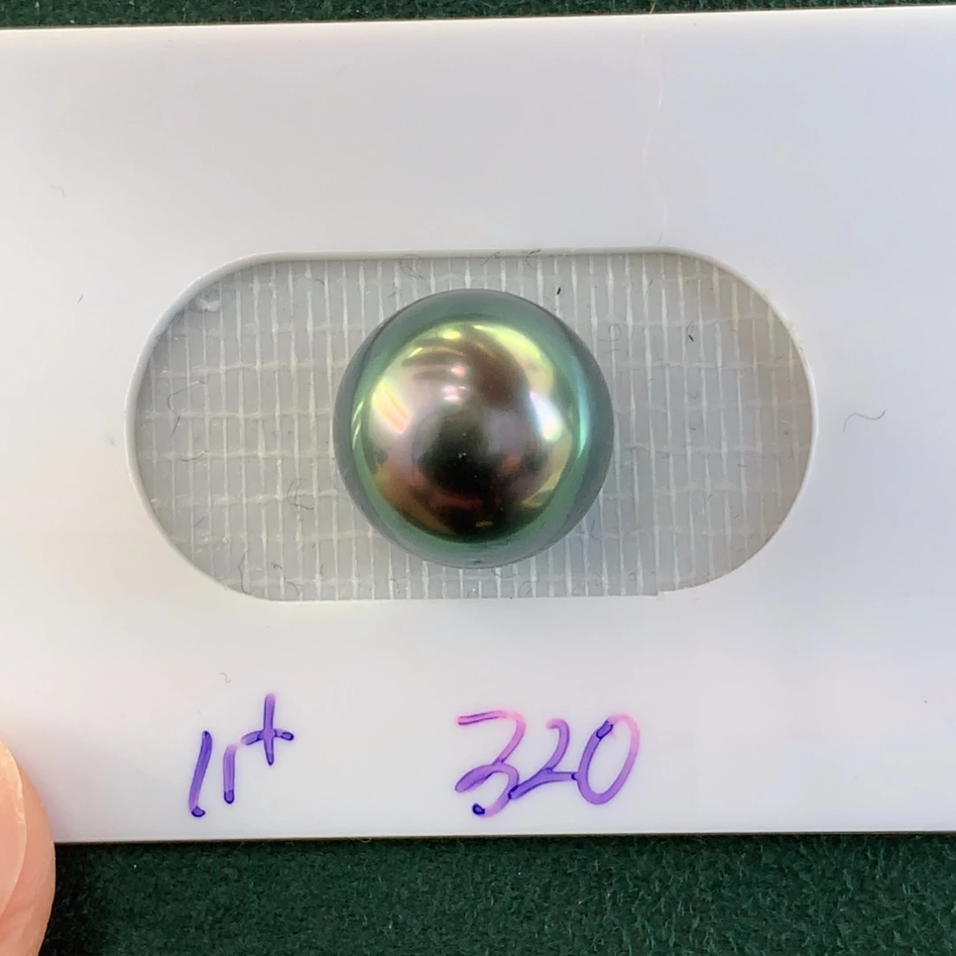 海水珍珠裸珠孔雀绿面珠11.3mm