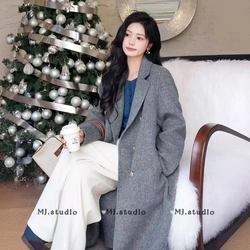 M.J 96016长款韩版翻领大衣