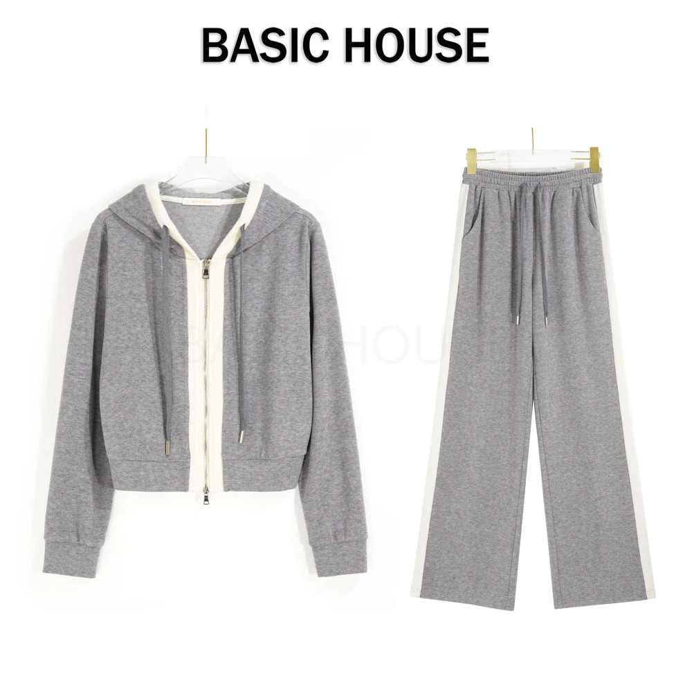 Basic House/百家好CSM春季韩系慵懒感卫衣外套 休闲裤两件套女装