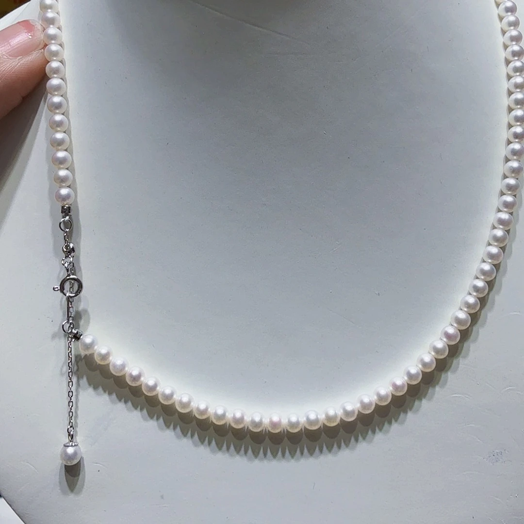 淡水珍珠项链小米珠银S925镶嵌