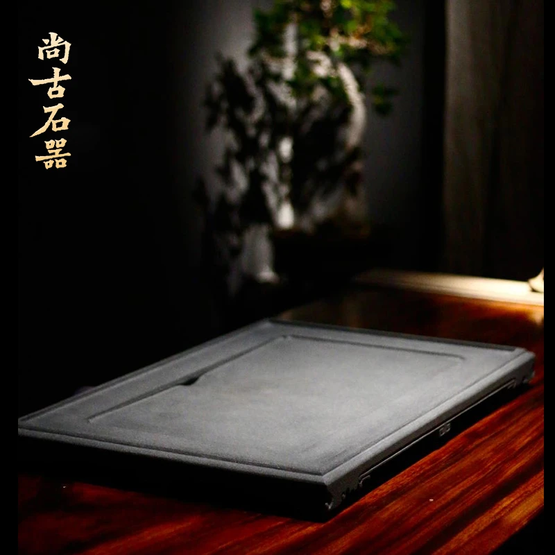尚古石器 中式 原创青石整雕茶盘茶空间家居装饰品摆件工艺品收藏