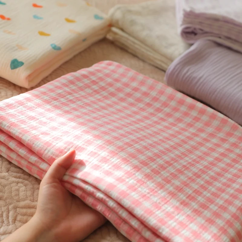 A类棉纱被套纯棉绉布单人双层纱被单 学生宿舍床单全棉皱皱纱被罩