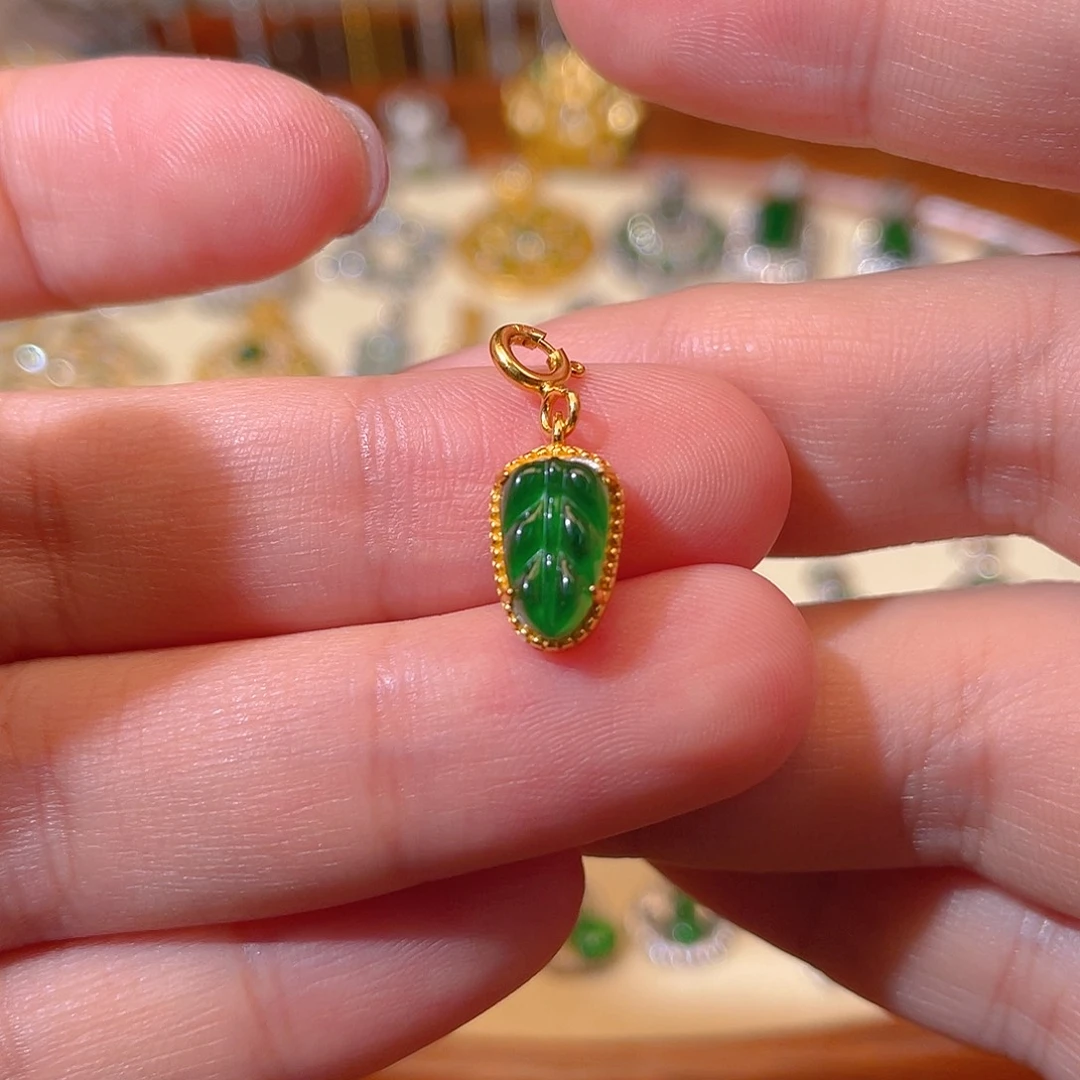 吊坠(不含链)银S925镶嵌翡翠