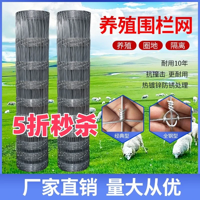 热镀锌铁丝网防锈牛栏网圈地钢丝网拦牛羊果园防护网养殖网围栏网
