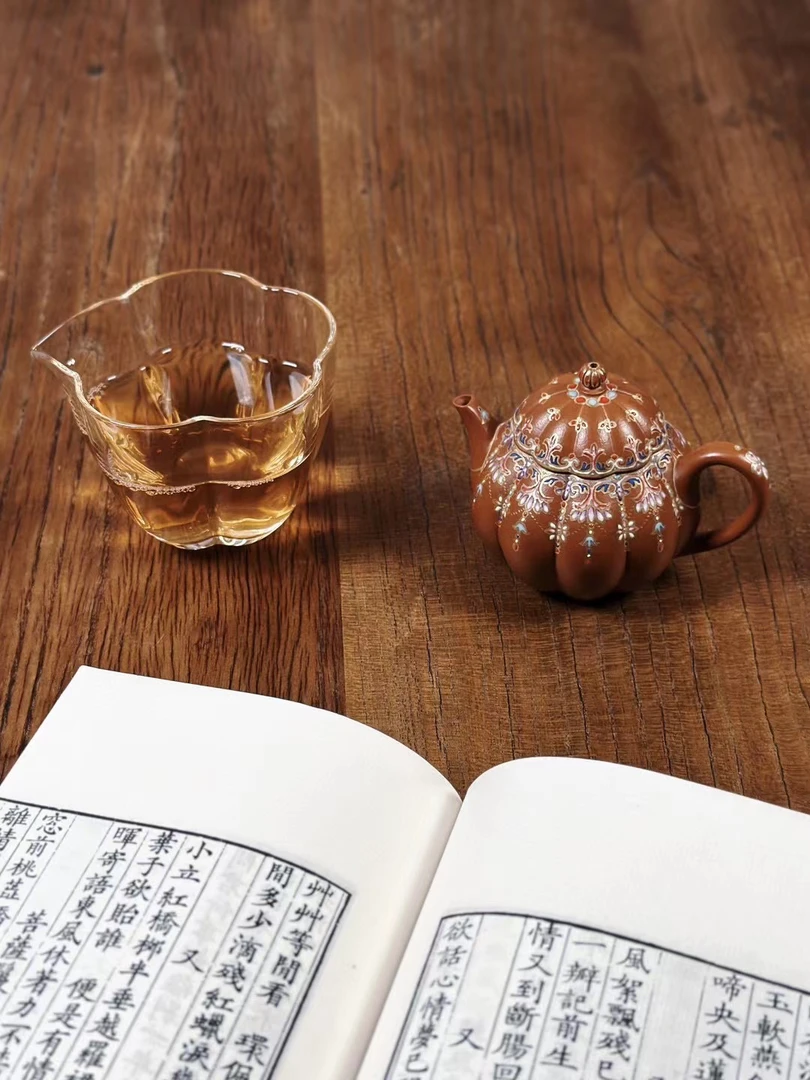 询价大惊喜菱花高梨140cc珐琅彩装饰创意复古手工简约茶壶茶具