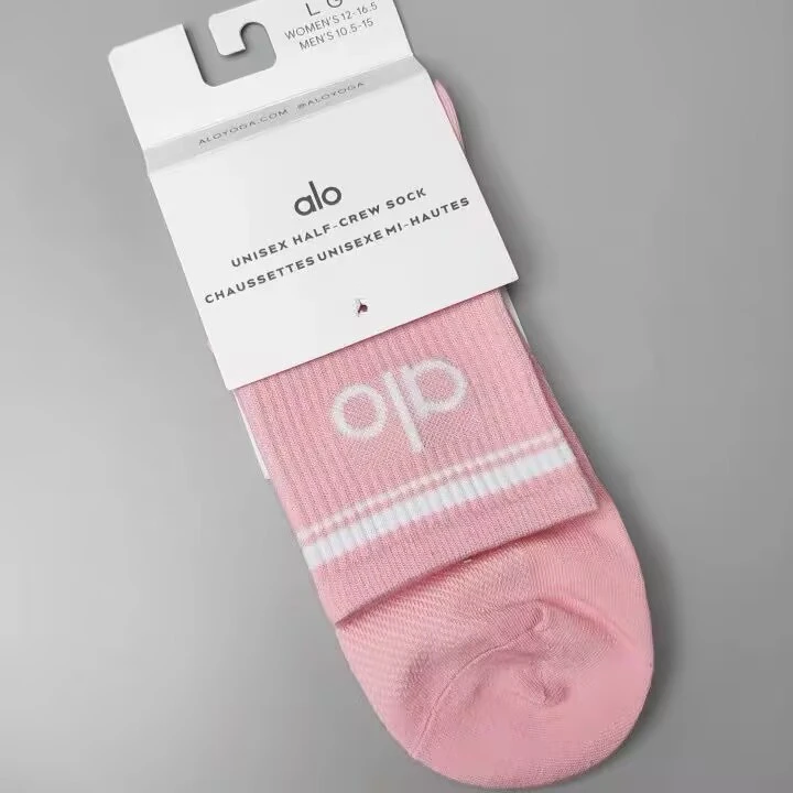 A.lo瑜伽袜中筒网眼透气吸汗简约运动棉袜
