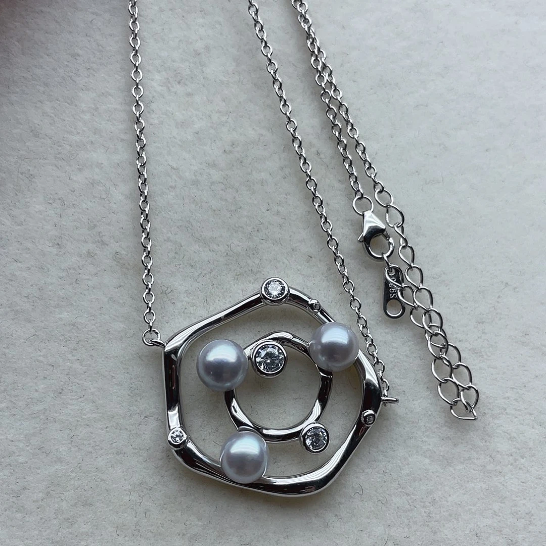 海水珍珠银S925镶嵌套链93