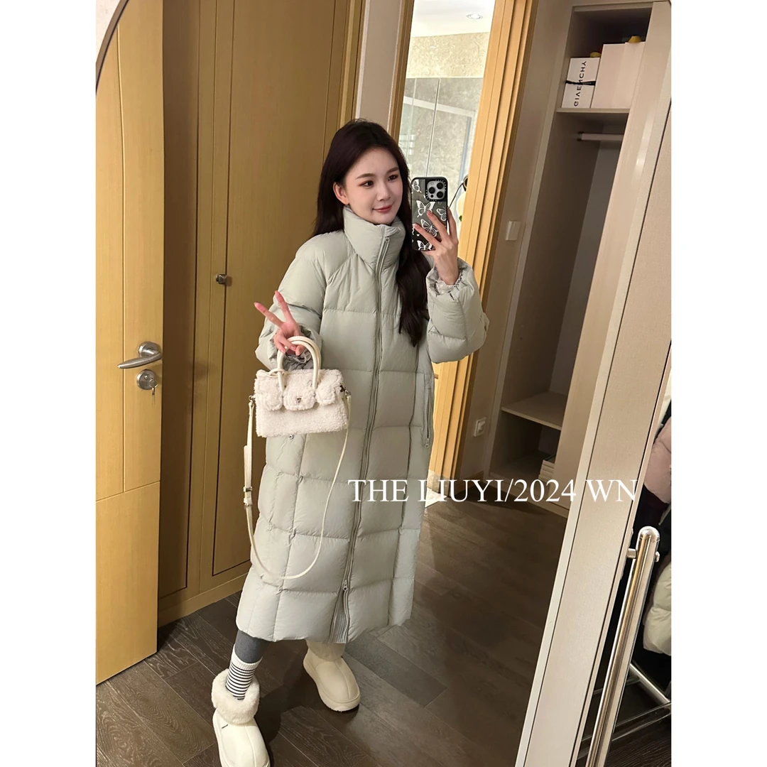 【LIUYI】御寒大被子~90白鸭绒长款立领羽绒服外套412053