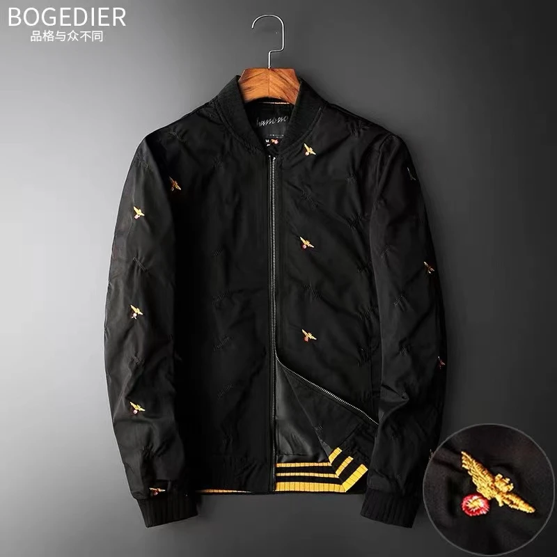 蒙鲁巴恩刺绣夹克男士休闲外套春秋新款青年韩版修身立领大码上衣